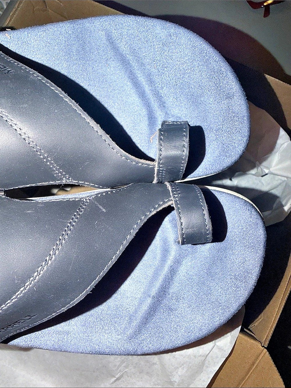 Merrell District 4 Luxe Slide Sandals Blue Black Leather-Like US 10 NWT - Picture 5 of 8